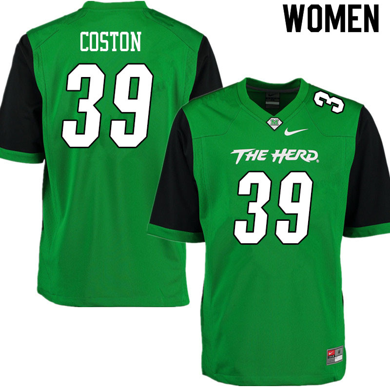 Women #39 Kentreaz Coston Marshall Thundering Herd College Football Jerseys Sale-Gren